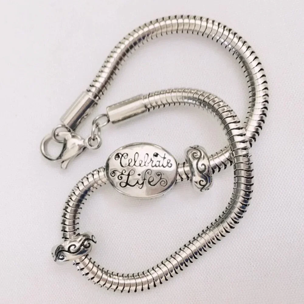 Hallmark Connection Stainless Steel Silver Bracelet Keepsake Celebrate Life - Picture 4 of 9